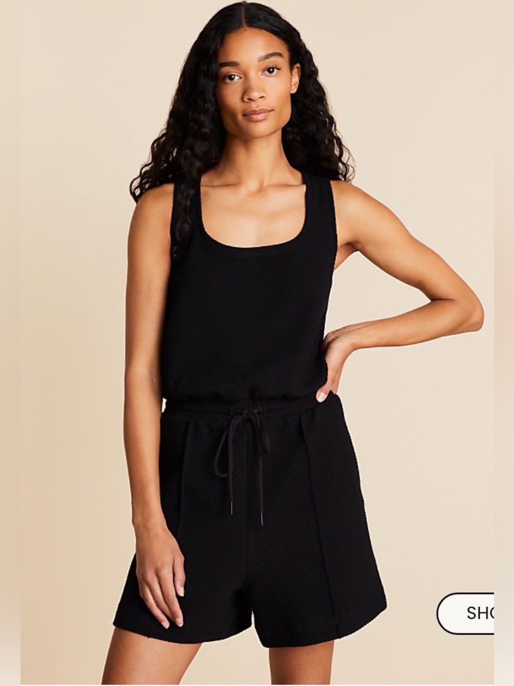 Lou & Grey Black Textured Knit Tank Romper XS